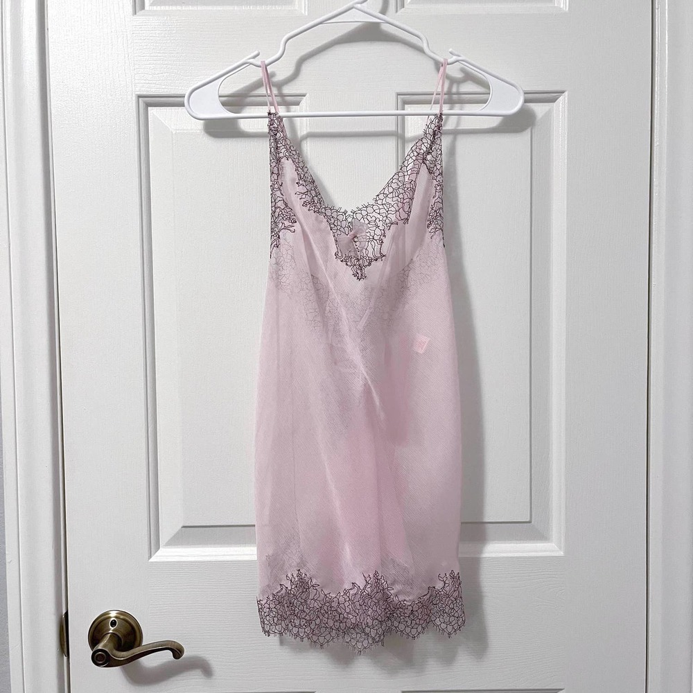 Victoria's Secret Pink Sheer Lace Cross Back Slip Nightgown - Small